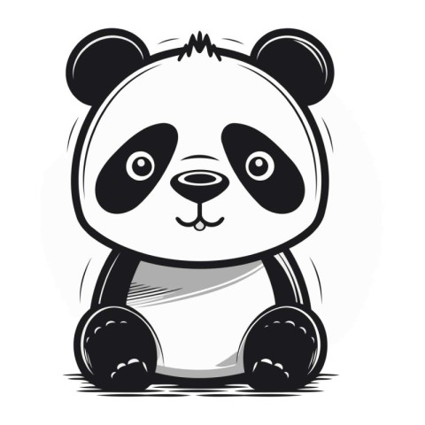 Cute panda bear isolated on white background. Vector illustratio