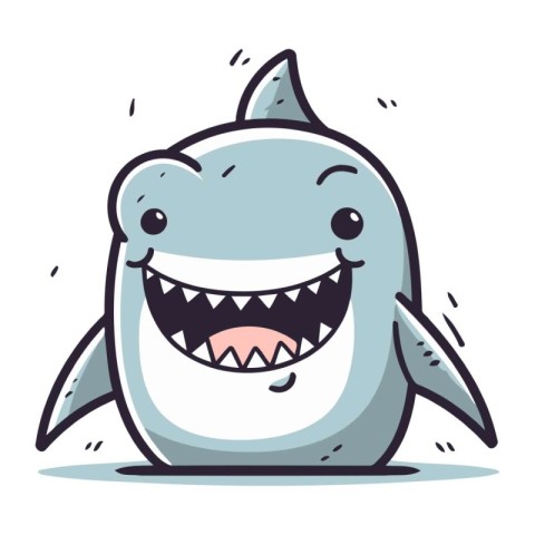 Cute cartoon shark character. Vector illustration isolated on wh