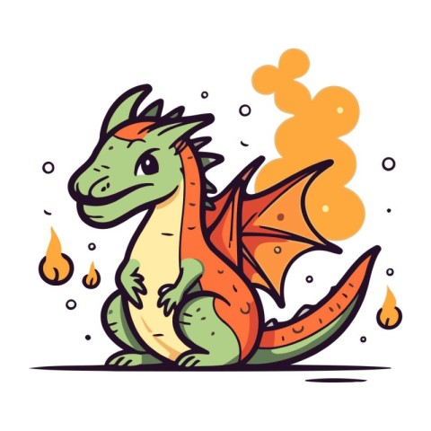 Funny dragon. Vector illustration. Isolated on white background.