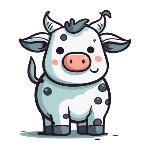 Cute cartoon cow. Vector illustration isolated on a white backgr