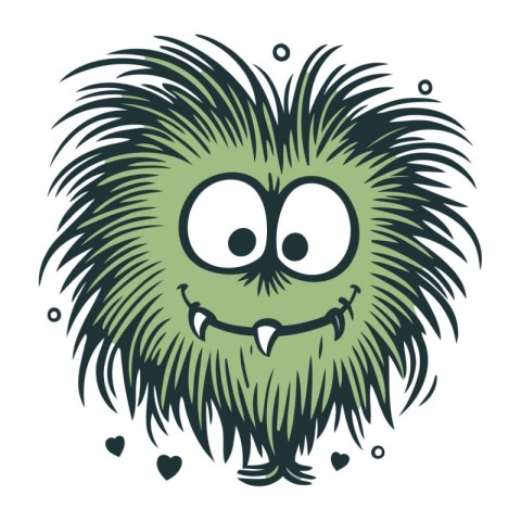 funny green hedgehog with big eyes on white background. vector i