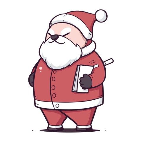 Cartoon santa claus character with notebook. Vector illustration