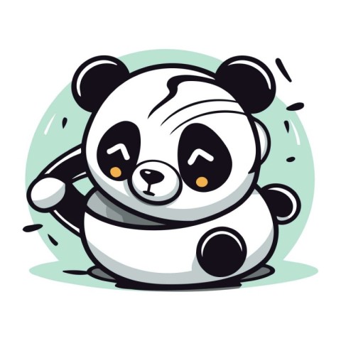 Cute cartoon panda. Vector illustration. Isolated on white backg