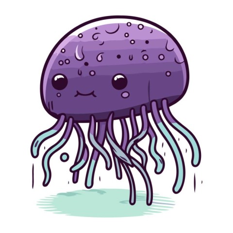 Cartoon jellyfish. Vector illustration of a purple jellyfish.