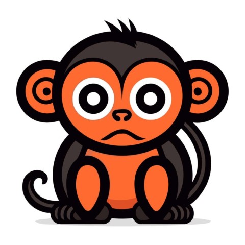 Monkey cartoon character. Vector illustration isolated on a whit