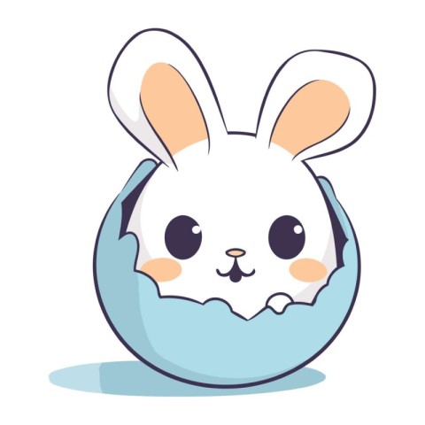 cute rabbit in egg kawaii character vector illustration design.