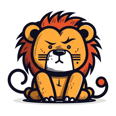 Cartoon lion. Vector illustration. Isolated on white background.