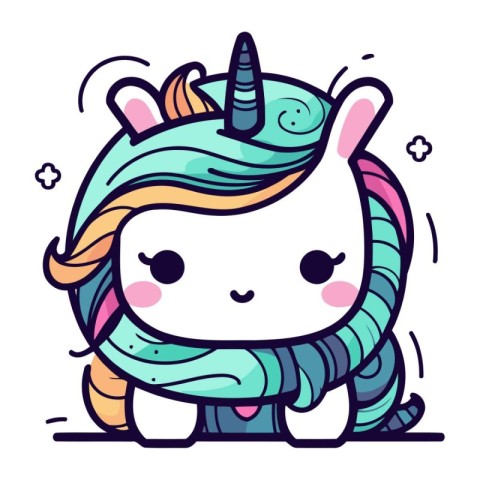 Cute cartoon unicorn. Vector illustration in a flat style. Cute