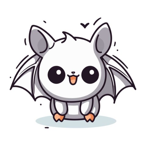 Cute Bat Cartoon Mascot Character. Vector Illustration.