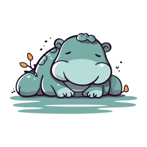 Hippopotamus. Cute cartoon animal. Vector illustration.