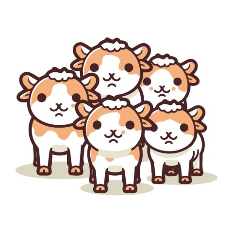 Cute cartoon cows. Vector illustration. Cute farm animals.