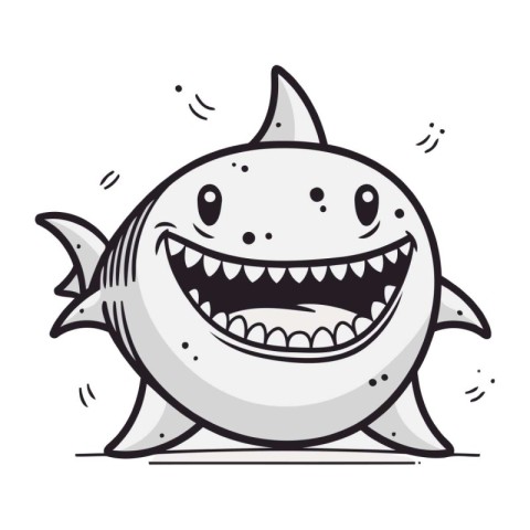 Cute shark cartoon character. Vector illustration in a flat styl