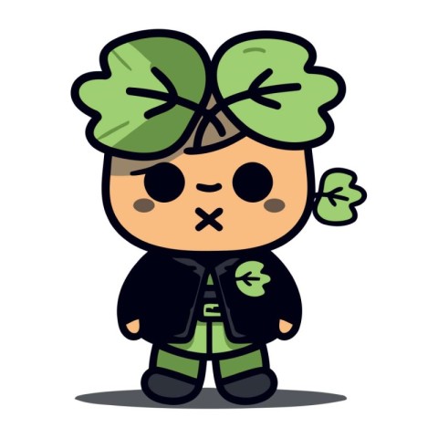 Cute Cartoon St Patrick Mascot Character Vector Illustration.