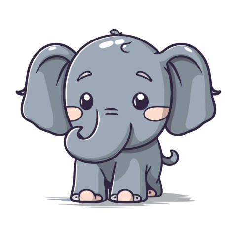 Cute cartoon elephant. Vector illustration isolated on a white b