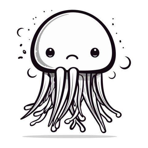 Illustration of a cartoon jellyfish on a white background. Vecto