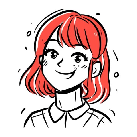 Vector illustration of a woman with red hair and freckles.