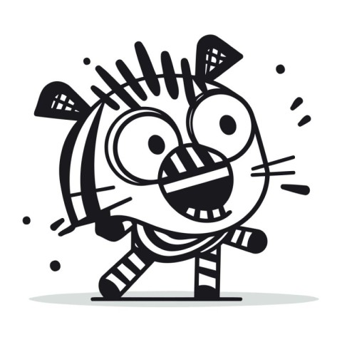 Zebra vector illustration. Cute cartoon zebra character. Funny z