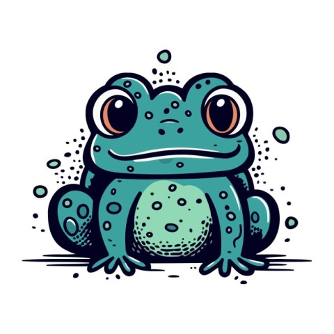 Cute cartoon frog isolated on a white background. Vector illustr