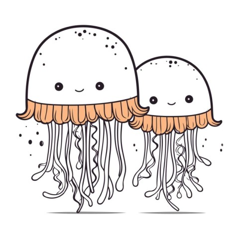 cute jellyfish sea animal kawaii character vector illustration d