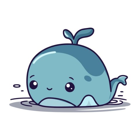 Cute whale cartoon. Vector illustration isolated on a white back