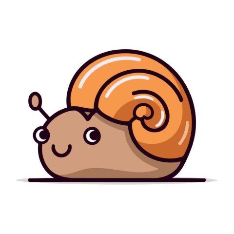 Cute cartoon snail isolated on a white background. Vector illust