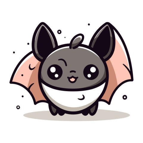 Cute Bat Character Vector Illustration. Cute Bat Animal Cartoon