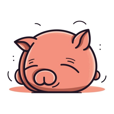 Vector illustration of a cute pig face. Cute cartoon pig charact