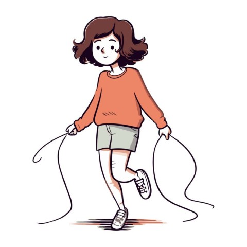 Illustration of a Teenage Girl Jumping on a Rope