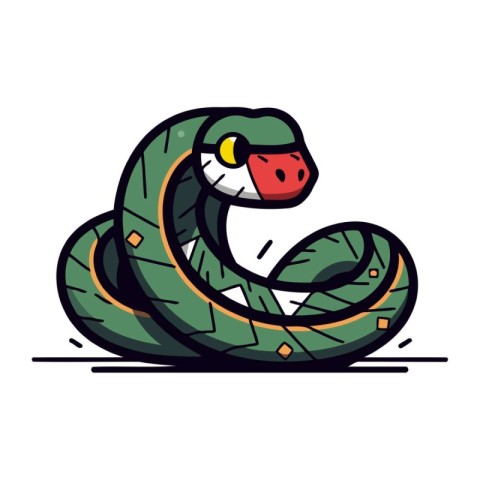 Snake cartoon vector illustration. Isolated on a white backgroun