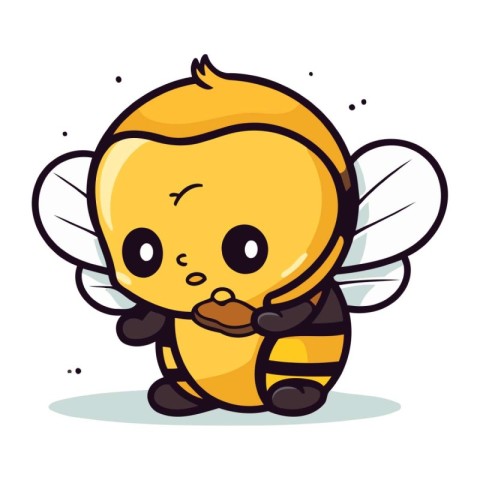 Cute cartoon bee. Vector illustration. Isolated on white backgro