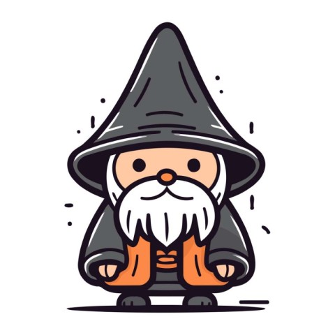 Garden gnome. Vector illustration. Cute cartoon character.