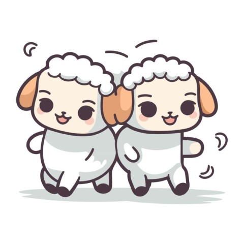 Cute sheep cartoon. Cute animal character. Vector illustration.