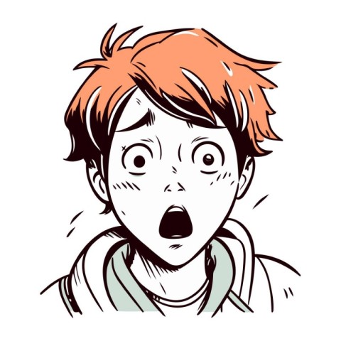 Surprised boy. Vector illustration of a boy with red hair.