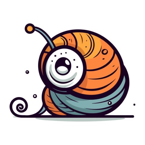 Cute snail cartoon isolated on a white background. Vector illust