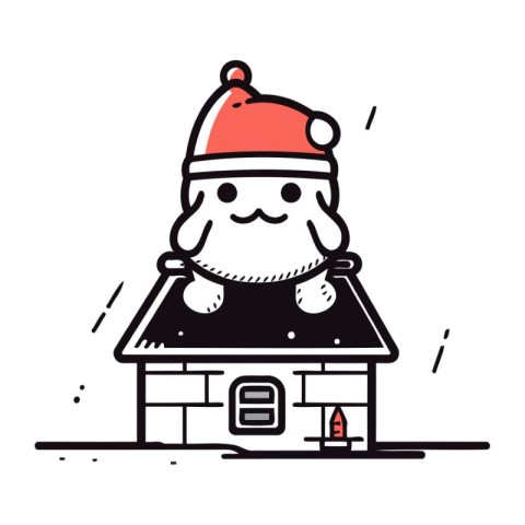 Santa Claus in house. Merry Christmas and Happy New Year. Vector