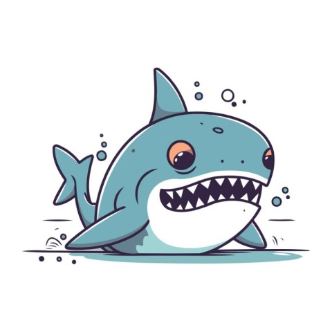 Cute cartoon shark. Vector illustration isolated on a white back