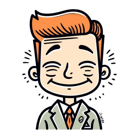 Young man with a smile on his face. Cartoon style. Vector illust