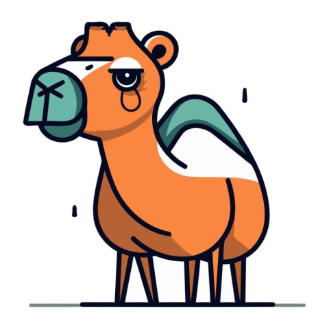 Cute camel. Vector illustration in thin line style. Cartoon char