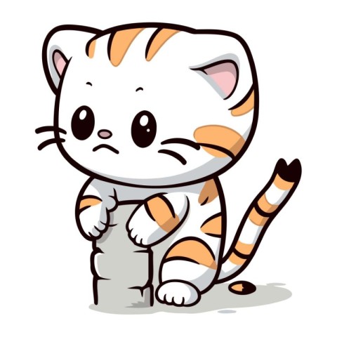 Cute cartoon tiger. Vector illustration isolated on a white back