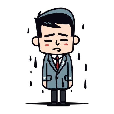 Businessman feeling sad. vector illustration cartoon character d