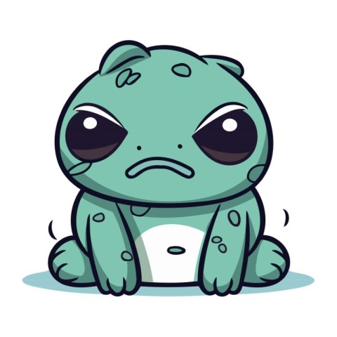 Sad cartoon frog. Vector illustration of a sad frog isolated on