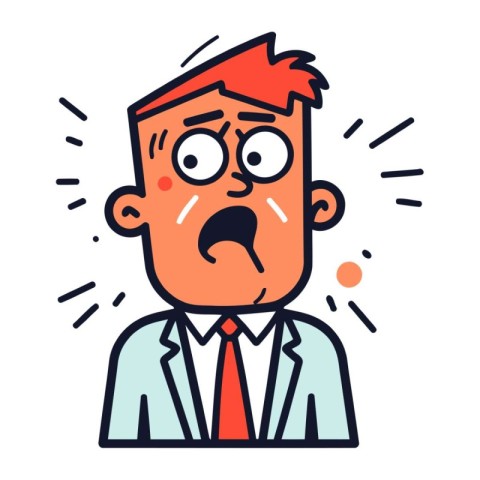 Angry man in suit and tie. Vector illustration in cartoon style.