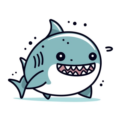 Cute cartoon shark. Vector illustration. Isolated on white backg