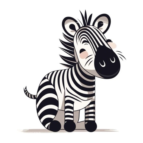 Cute cartoon zebra. Vector illustration isolated on white backgr