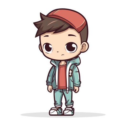 Cute little boy in casual clothes. Vector illustration. Cartoon