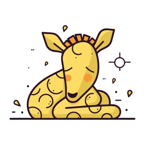 Cute cartoon giraffe. Vector illustration in flat linear style.