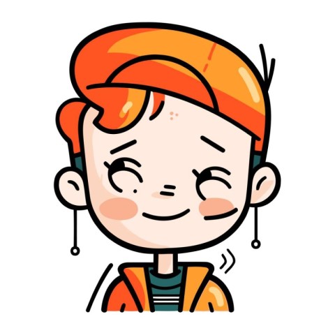 Vector illustration of a cute cartoon boy in orange cap and oran