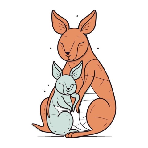 Kangaroo and baby kangaroo. Vector illustration for your design