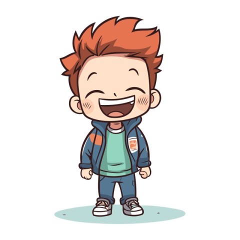 Happy little boy smiling and laughing. Vector illustration of a