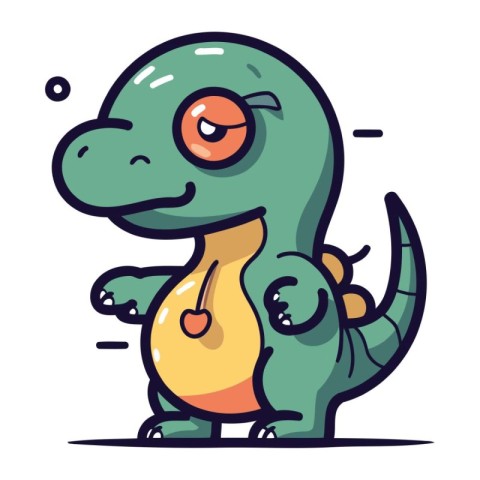 Cute little crocodile cartoon character. Vector illustration iso